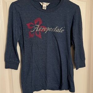 Aeropostale Blue Long Sleeve Tee with pink Script